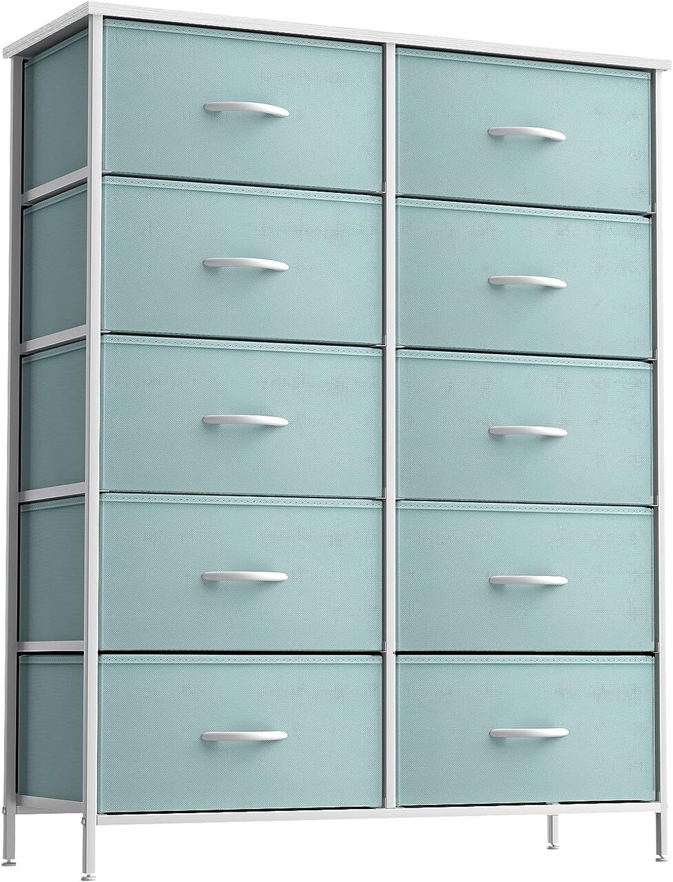 Sorbus Dresser with 10 Drawers - Storage Unit Organizer Chest for Clothes - Bedroom, Room, Nursery, & Closet - Steel Frame, Wood Top & Handles, and Easy Pull Fabric Bins